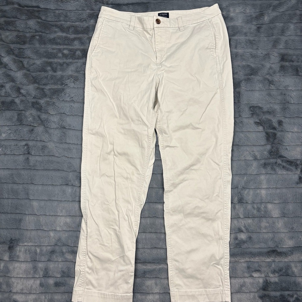 J.Crew High-Rise Girlfriend Chino Pants Stone Beige Size 10 Stretch Cotton Twill